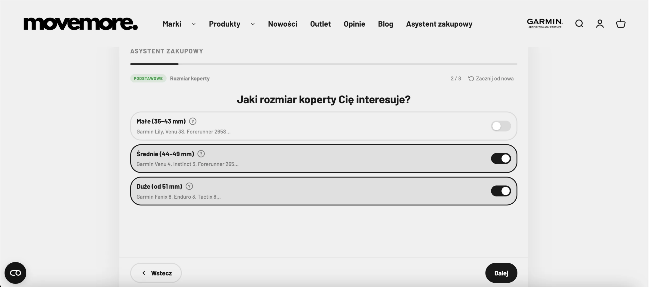 Wybór rozmiaru